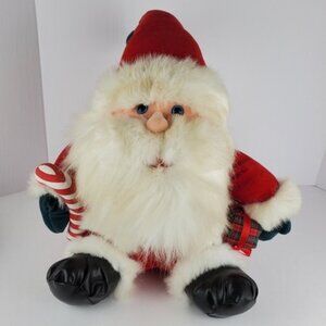 Fiesta Santa Claus Plush Stuffed Christmas Toy Candy Cane and Gift Box 14" 1997